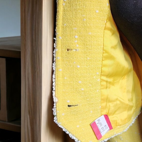 Vintage Y2K CARLISLE Yellow Wool Blend Boucle Tweed Jacket Size 0 - Picture 7 of 9